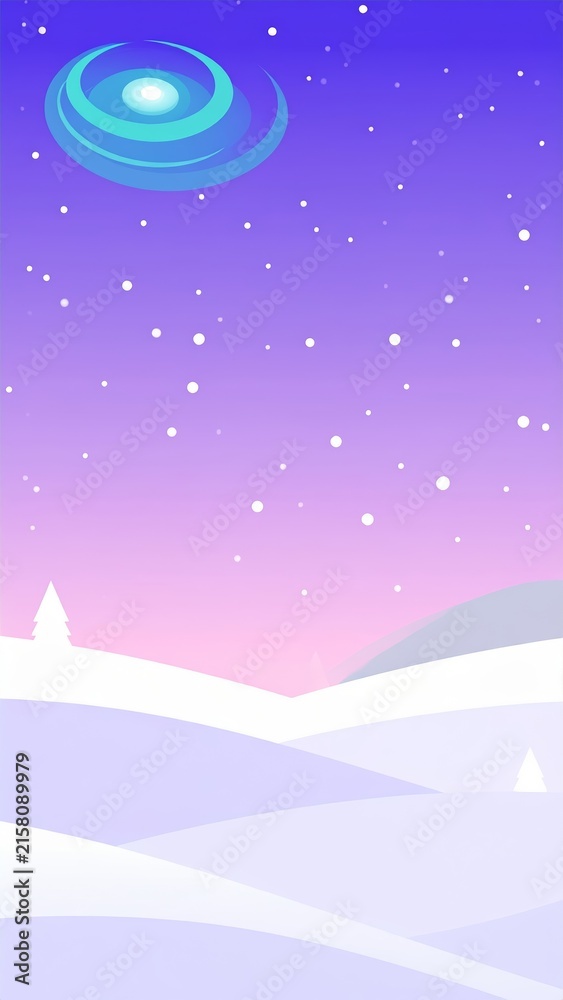 Naklejka premium a cartoon alien flying over a snowy landscape