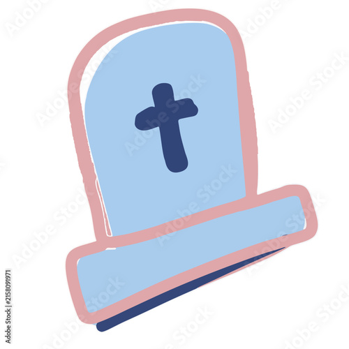 Blue Tombstone with Christian Cross