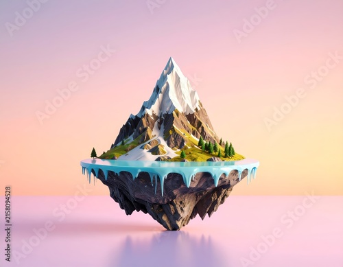 a mountain with a frozen lake in the middle
