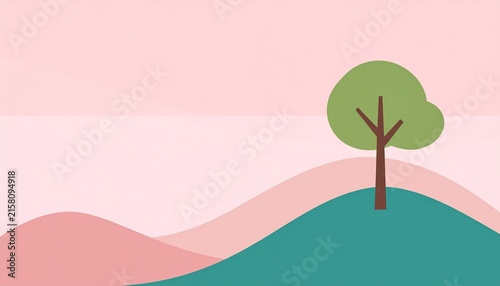 a painting of a tree on a hill