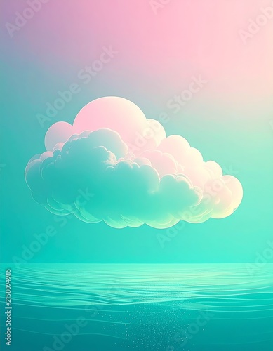 a painting of a cloud floating in the ocean