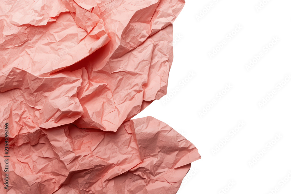 Fototapeta premium Crumpled pink paper corner with layered wrinkled texture