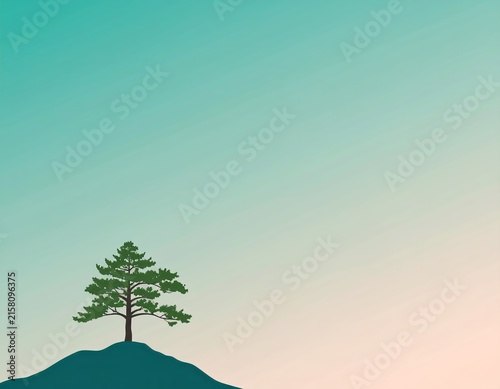 a tree on top of a mountain