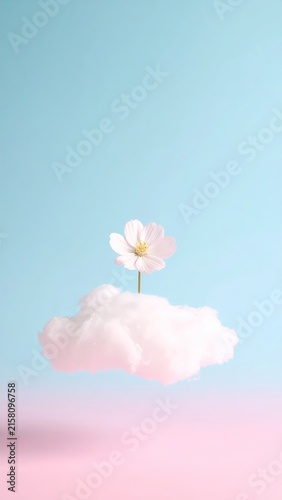 a white flower on top of a cloud