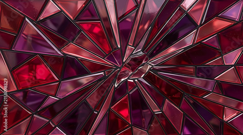 Abstract red and purple stained glass mosaic background with sharp geometric angular patterns geometric abstract background colorful fragment