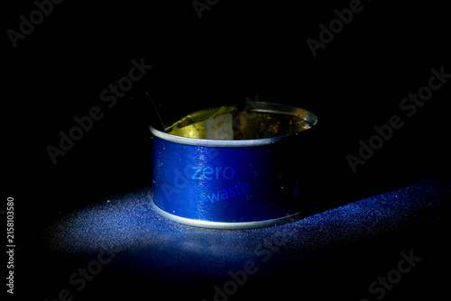 Zero waste concept empty tin can