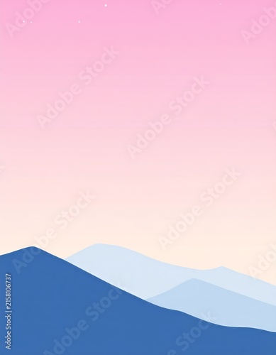 a pink sky with mountains and stars