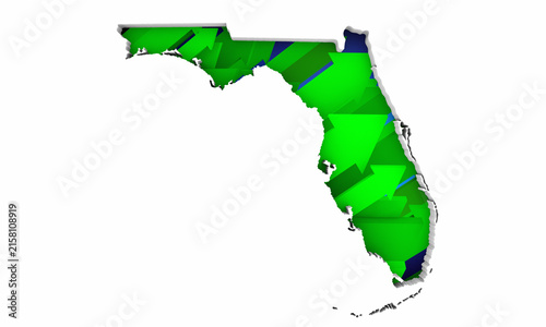 Florida FL State Map Arrows Increase Up On the Rise Growth Data 3d Illustration