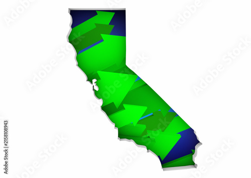 California CA State Map Arrows Increase Up On the Rise Growth Data 3d Illustration