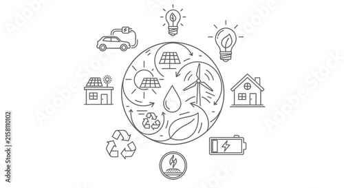 Sustainable Energy and Environmental Conservation Eco Concept Icons