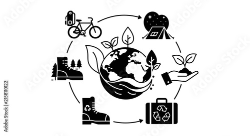 Sustainable Travel and Eco-Friendly Tourism Cycle Concept