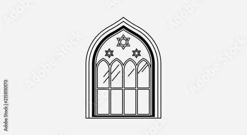 Synagogue Window with Star of David Illustration