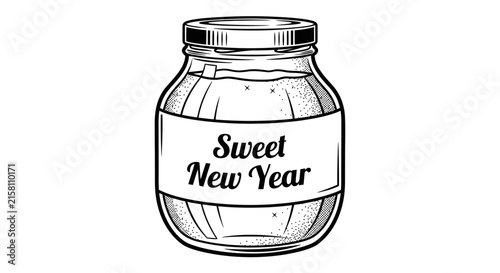 Sweet New Year Glass Jar Illustration