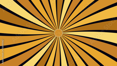 Cuadro en lienzo Vintage sunburst background with golden rays, retro radial burst pattern, yellow