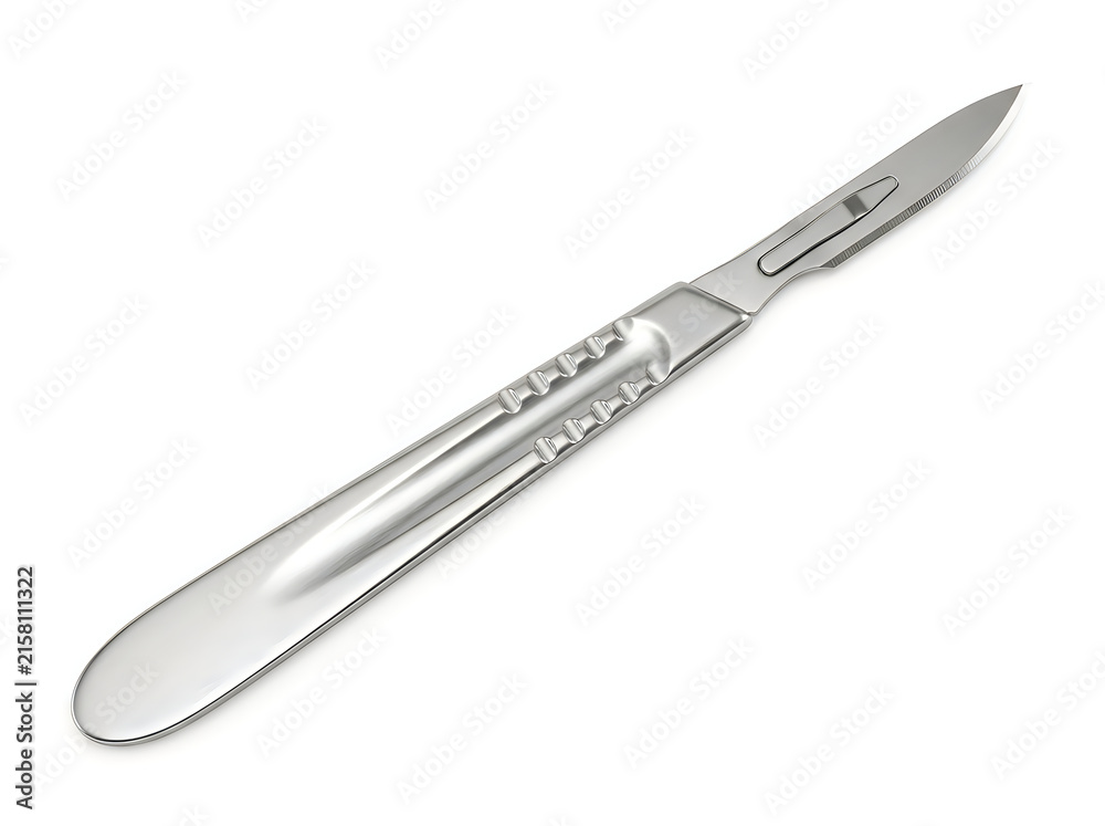 Fototapeta premium medical surgical scalpel with stainless steel blade and handle isolated on transparent background