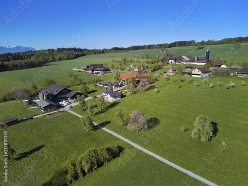 Farms in the hamlet of Holderstock, Sins, Freiamt, Canton of Aargau, Switzerland