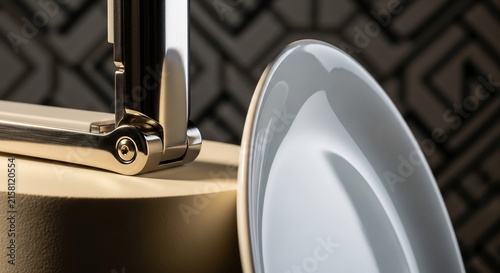 Record player tonearm positioned over vinyl record on wooden surface