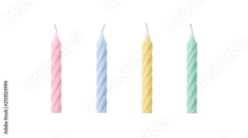 Konstfotografi Set of Colorful Spiral Birthday Candles Isolated Element PNG Cutout for Cake Dec