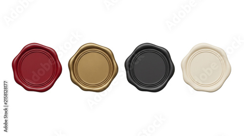 Quadro su tela Set of Vintage Blank Wax Seal Stamps in Red Gold Black Cream Isolated Element Cu