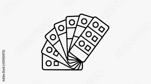 Clean Black and White of Stacked Dominoes with Pips for Creative or Game Design Use with high quality professional line art symbols for modern creative design and digital branding projects