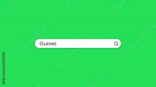 Green screen search bar typing animation with Guinea-Bissau travel query. Flat minimal chroma key design. Perfect for travel, news, social media and marketing content.