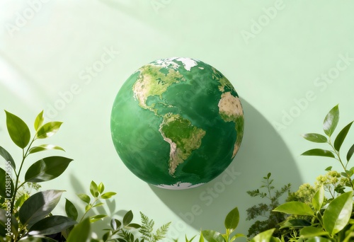 Earth day globe sphere symbolizing global sustainability and environmental health with sustainabilit