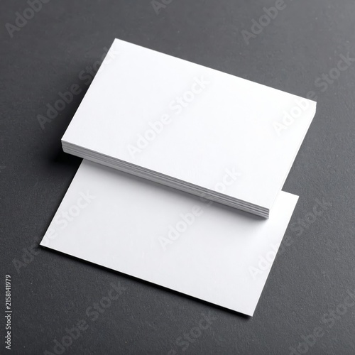two blank business cards on a black background
