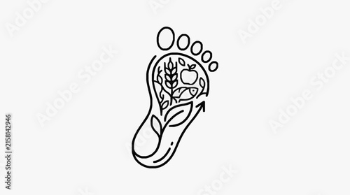Corporate of a Footprint Filled with Organic Food Elements in Minimalist Black and White Design
