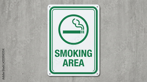 Green Smoking Area Designated Zone Signage on Concrete Wall for Facility Management