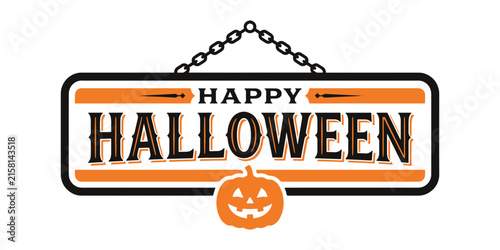 Orange halloween banner with pumpkin and spooky text