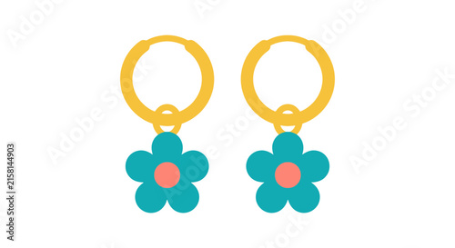 Foto Floral dangle earrings are displayed as a flat vector illustration on a white ba