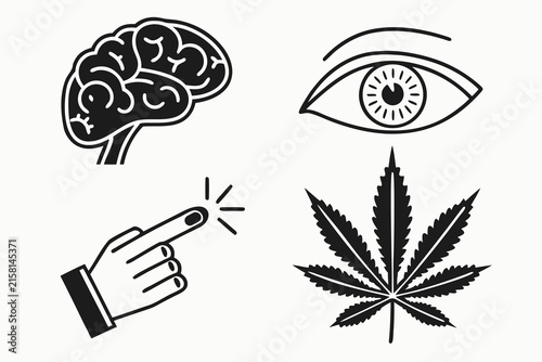 Medical and cannabis icons set for health and science use