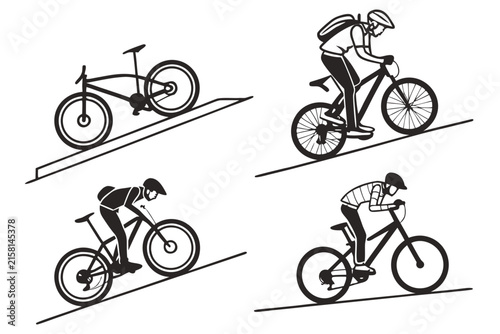 Four different bicycles side by side illustration