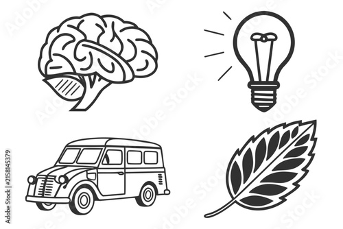Creative ideas and travel concepts with brain and lightbulb vector