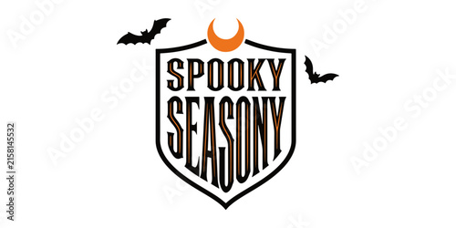 Spooky season halloween pumpkin and bat silhouette autumn