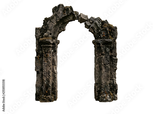 Obraz na płótnie Old ruined stone arch isolated on transparent background