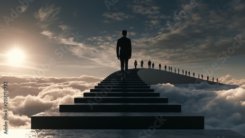 Powerful Career Transformation Concept Representing Discipline, Innovation, Networking and Long Term Leadership Growth