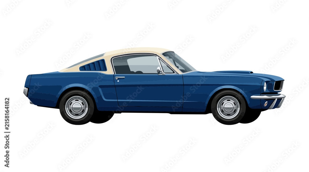 Fototapeta premium Classic American Muscle Car Illustration on White Background