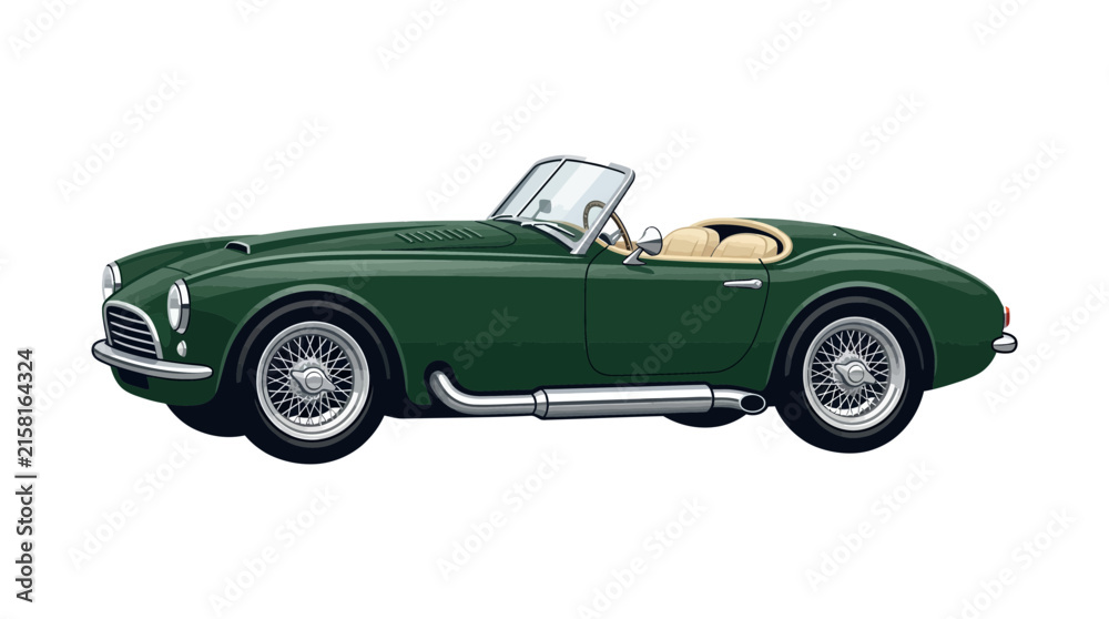 Fototapeta premium Stylish Green Classic Sports Car Illustration