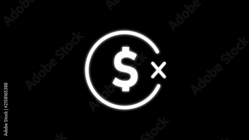Animated dollar sign with checkmark and cross financial transaction success and failure concepts money