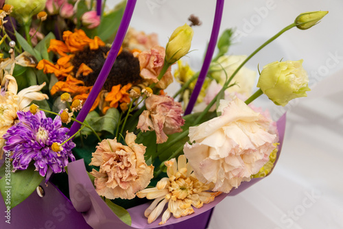 A beautiful bouquet of colored flowers that has wilted