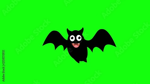 Flying Bat on Green Screen Chroma Key Halloween Animation 4K