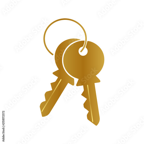 Two Gold Keys with Ring for Home, Real Estate and Access Concept | Golden Key Ring with Two Keys Isolated on Transparent Background