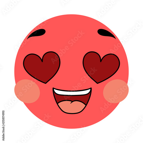 Canvastavla Cute Love Face with Heart Shaped Eyes and Happy Smile
