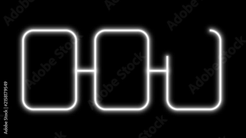 White Neon Three Step rounded rectangle Infographic Animation with glow edge
