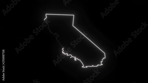 California state outline animation with glowing white laser line on black background futuristic motion graphic 