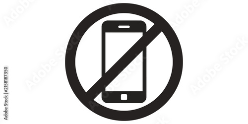 Canvas Print Prohibited mobile phone sign in black circle for technology usage policy