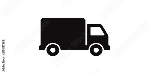 Cargo delivery truck silhouette icon for logistics or transport app.