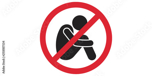 Obraz na płótnie Prohibited sitting person red ban sign human figure restriction icon