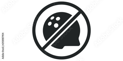 Obraz na płótnie No helmet allowed sign, representing safety rules and head protection
